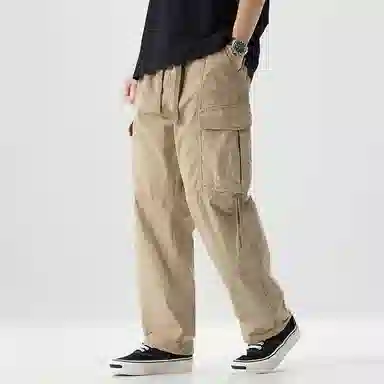 赞仕 美式复古纯色宽松户外直筒工装裤 男款