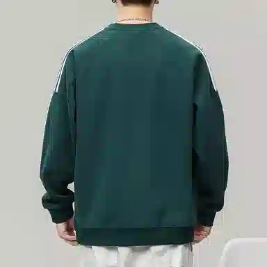 赞仕 美式街头字母印花圆领插肩休闲长袖卫衣 男女同款 墨绿色