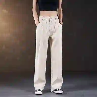 赞仕 透气舒适简约百搭通勤宽松直筒休闲裤 男女同款