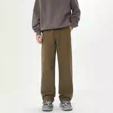 赞仕 美式小众纯色直筒百搭简约休闲牛仔裤 男女同款 醇香咖色