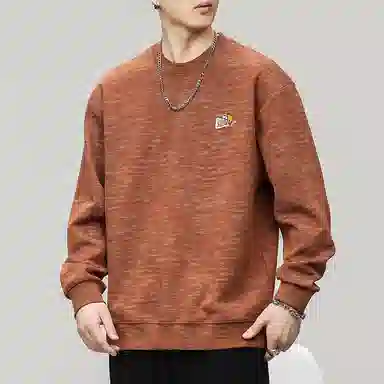 赞仕 美式街头圆领小众设计感字母印花长袖卫衣 男女同款 砖红色