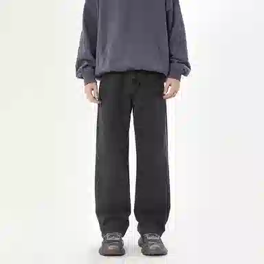 赞仕 美式直筒小众经典纯色简约长裤牛仔裤 男女同款 雅致灰