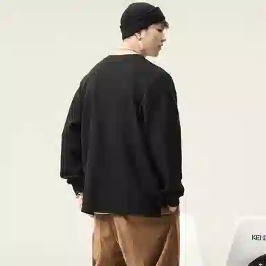 赞仕 美式复古亨利领小众宽松百搭休闲套头长袖卫衣 男款