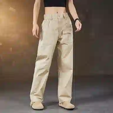 赞仕 机能工装裤直筒纯色百搭宽松潮牌多口袋长裤子休闲裤 男女同款