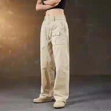 赞仕 机能工装裤直筒纯色百搭宽松潮牌多口袋长裤子休闲裤 男女同款