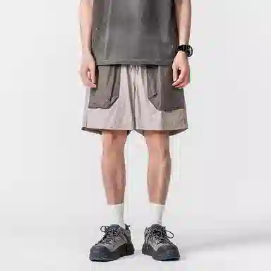 赞仕 户外速干防水拼色宽松轻薄透气机能五分工装短裤 男款