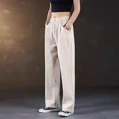 赞仕 透气舒适简约百搭通勤宽松直筒休闲裤 男女同款