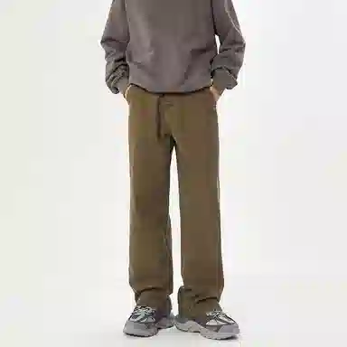 赞仕 美式小众纯色直筒百搭简约休闲牛仔裤 男女同款 醇香咖色