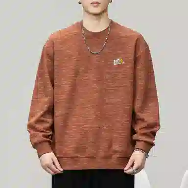 赞仕 美式街头圆领小众设计感字母印花长袖卫衣 男女同款 砖红色