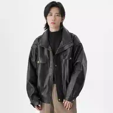 Zanshi Retro Leather Jacket Black
