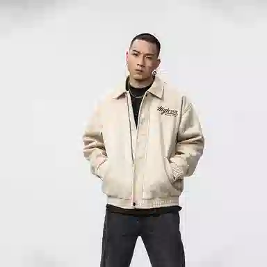 赞仕 美式复古休闲舒适简约百搭夹克外套 男款 米色