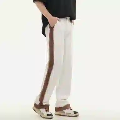 赞仕 日系复古重磅百搭高街阔腿宽松直筒牛仔裤 男女同款 白色
