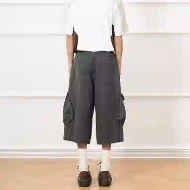 赞仕 美式七分裤高级感休闲裤日系纯棉直筒工装短裤 男女同款