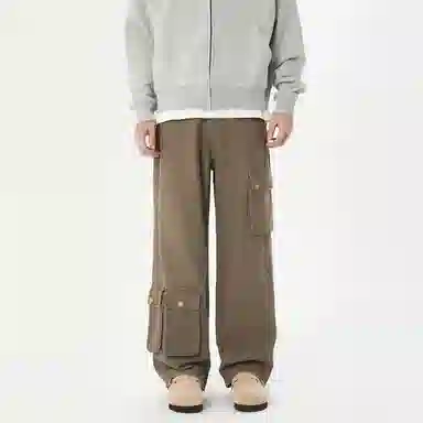 赞仕 美式街头大口袋休闲工装宽松牛仔裤 男女同款 墨韵灰