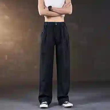 赞仕 透气舒适简约百搭通勤宽松直筒休闲裤 男女同款