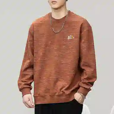 赞仕 美式街头圆领小众设计感字母印花长袖卫衣 男女同款 砖红色