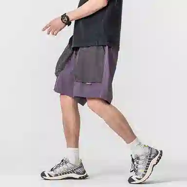 赞仕 户外速干防水拼色宽松轻薄透气机能五分工装短裤 男款