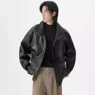 Zanshi Retro Leather Jacket Black