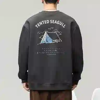 赞仕 帐篷趣味印花日系卫衣 男女同款 深灰