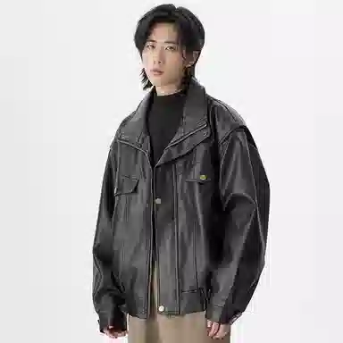 Zanshi Retro Leather Jacket Black