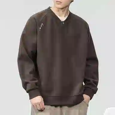 赞仕 重磅宽松亨利领插肩长袖卫衣 男女同款