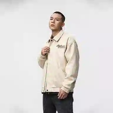 赞仕 美式复古休闲舒适简约百搭夹克外套 男款 米色