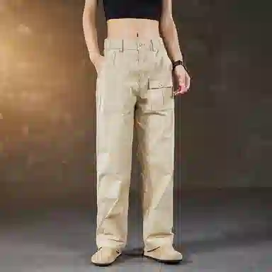 赞仕 机能工装裤直筒纯色百搭宽松潮牌多口袋长裤子休闲裤 男女同款