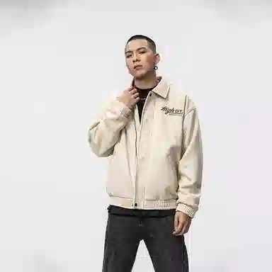 赞仕 美式复古休闲舒适简约百搭夹克外套 男款 米色