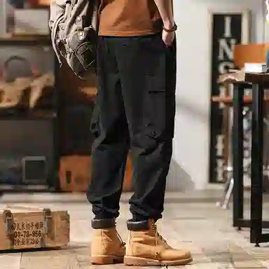 赞仕 宽松微锥复古束脚工装裤 男款