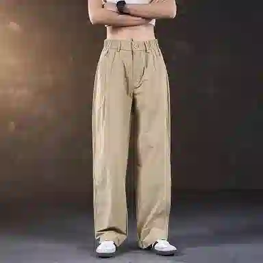 赞仕 纯色宽松中腰直筒长裤休闲裤 男女同款