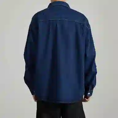 赞仕 美式复古设计感小众个性潮牌牛仔长袖衬衫 男女同款