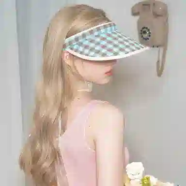 杨同学 格子发箍空顶帽 冰丝 防晒帽 女款