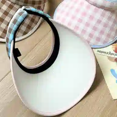 杨同学 格子发箍空顶帽 冰丝 防晒帽 女款