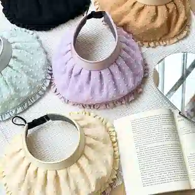 杨同学 荷叶边空顶 涤纶 防晒帽 女款