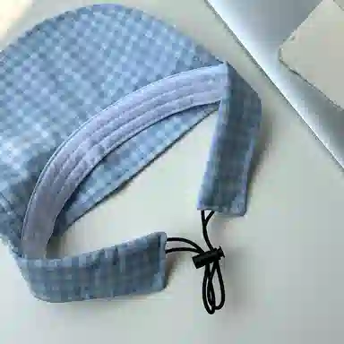 杨同学 蓝色格纹空顶帽夏季 棉 防晒帽 女款