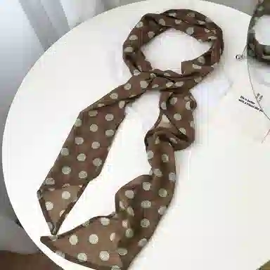 杨同学 棕色波点印花佩饰 涤纶 丝巾 女款