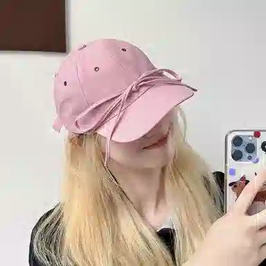 杨同学 宽帽檐大头围系带 棉 鸭舌帽 女款