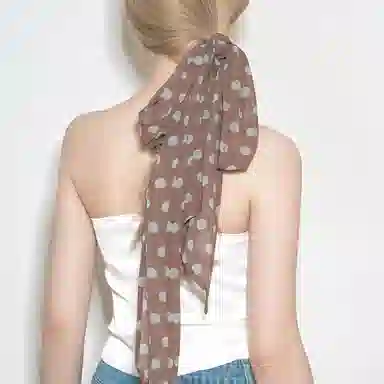 杨同学 棕色波点印花佩饰 涤纶 丝巾 女款