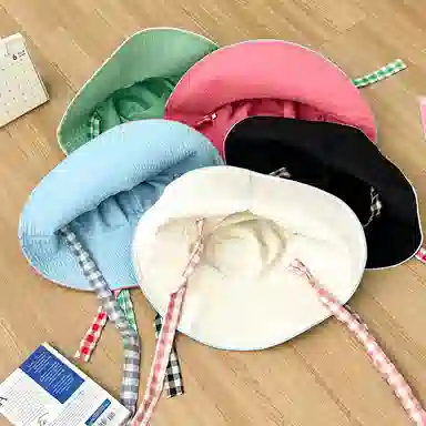 杨同学 格子双面戴格子 涤纶 渔夫帽 女款