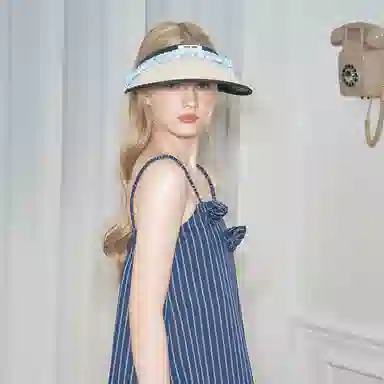 杨同学 空顶黑胶 草编 防晒帽 女款