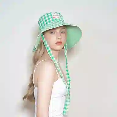 杨同学 格子双面戴格子 涤纶 渔夫帽 女款