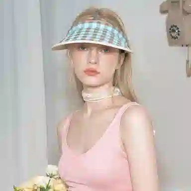 杨同学 格子发箍空顶帽 冰丝 防晒帽 女款