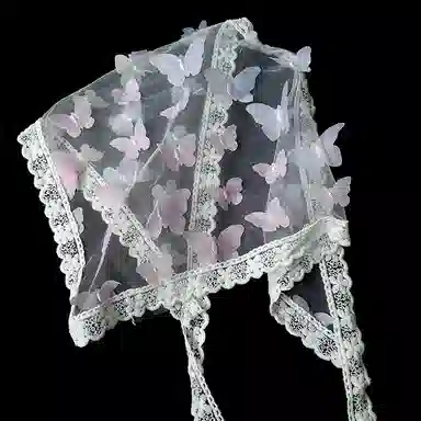 杨同学 蝴蝶蕾丝三角巾 涤纶 头巾 女款