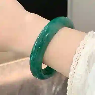 御龙镜 古典飘花  国风新中式旗袍精致气质福禄双全温润#好运 非洲翠 手镯 女款