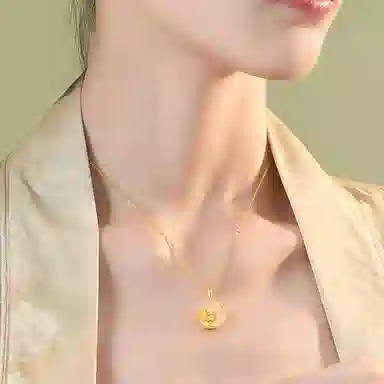 御龙镜 荷塘月色 好运莲莲新中式复古国潮平安扣高级轻奢气质百搭民族风优雅大气 玉髓 玉石项链 女款