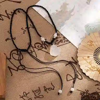 御龙镜 弥勒佛新中式国风吉祥如意简约锁骨链平安好运 玉髓 项链 男女同款情侣款