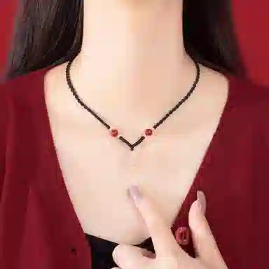 御龙镜 弥勒佛新中式国风吉祥如意简约锁骨链平安好运 玉髓 项链 男女同款情侣款
