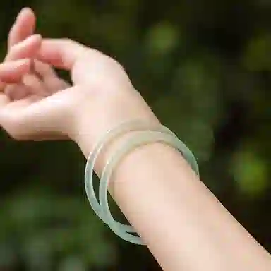 御龙镜 荔枝冻新中式古风一步一响清冷感优雅温柔天蓝色清透莹润温婉双圈美人条 玉髓 玉石手镯 女款