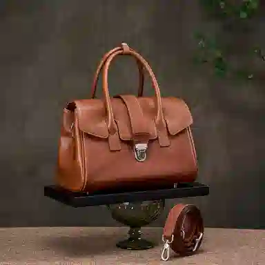 时尚百搭小众设计简约通勤 牛皮 手提包 女款 多色