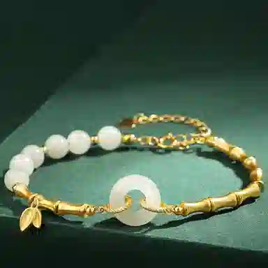 芷悦 平安 和田玉手链 白玉 女款